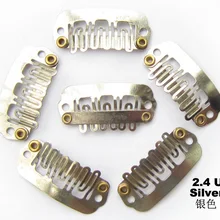 100 шт/лот парик клип волосы расширители одной оснастки клип для наращивания волос, 24 мм, цвет серебро