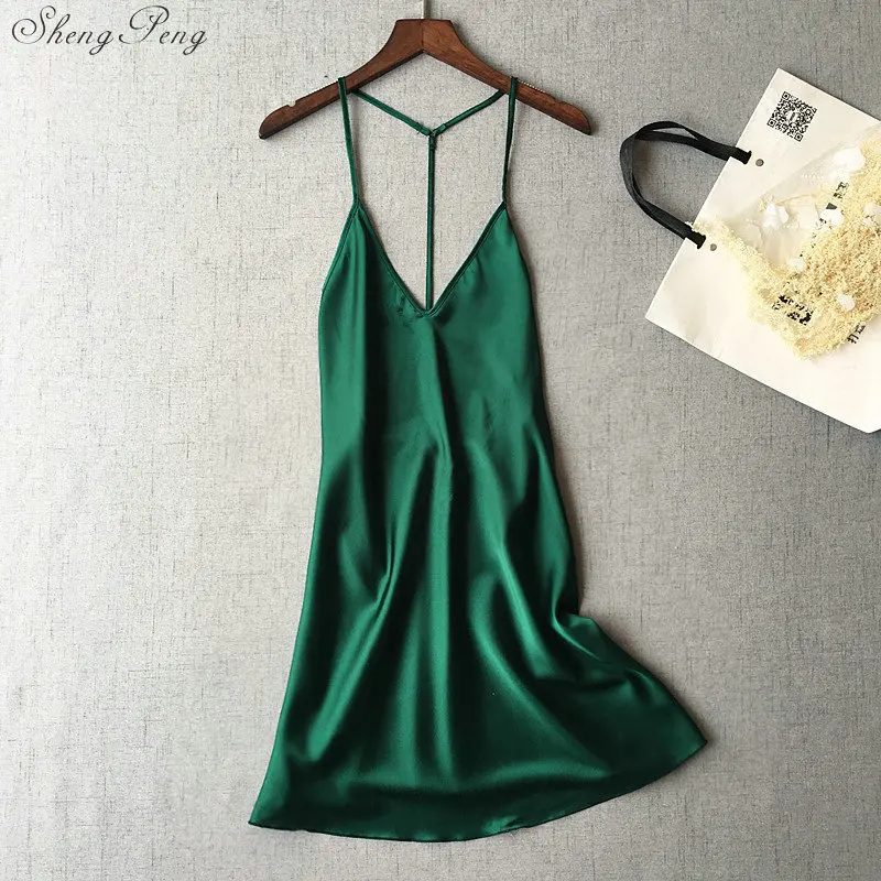 

2018 autumn silk women's full slips femme sexy lace v inner lining underdskirt female chemise petticoat slip V1182