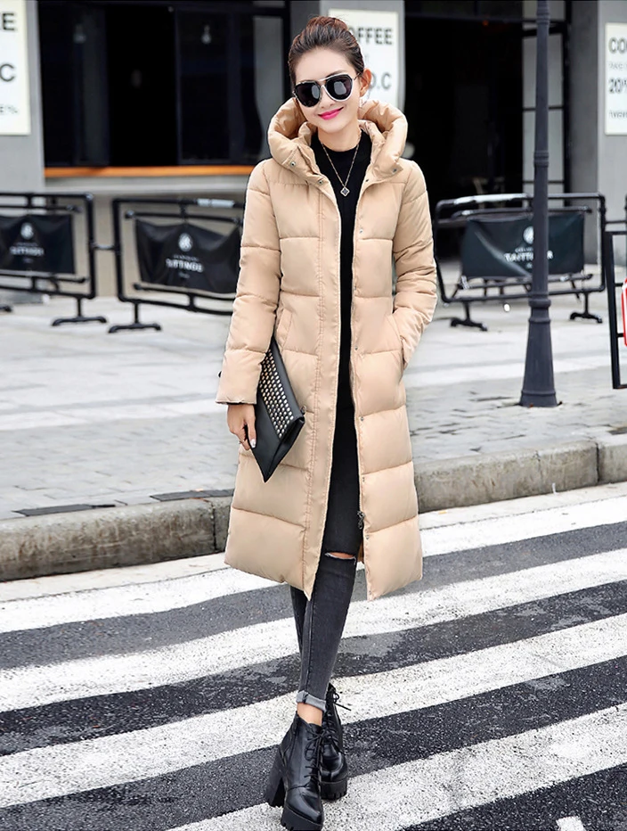 Модная зимняя женская куртка, Толстая теплая Женская куртка, хлопковое пальто, парка, Длинная женская куртка inverno, Женское пальто с капюшоном