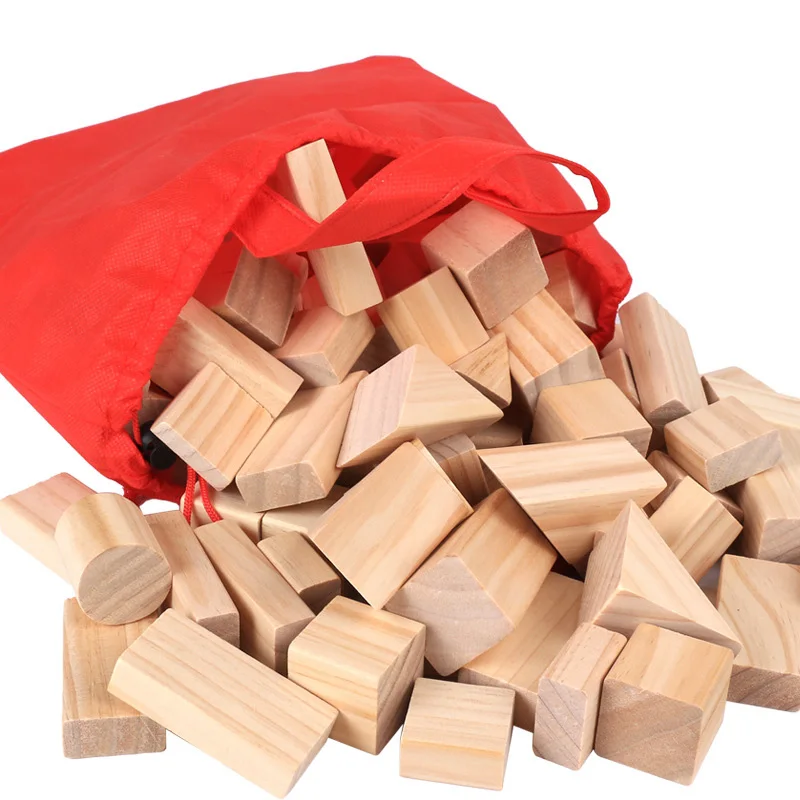 OUY деревянный детский Штабелируемый 100 шт зерна бутылки бревна деревянные строительные блоки Обучающие Игрушки для раннего развития