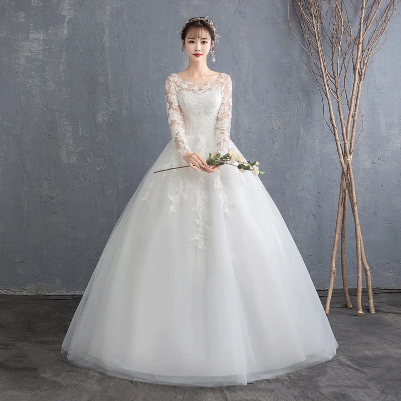 cheap long sleeve wedding dress