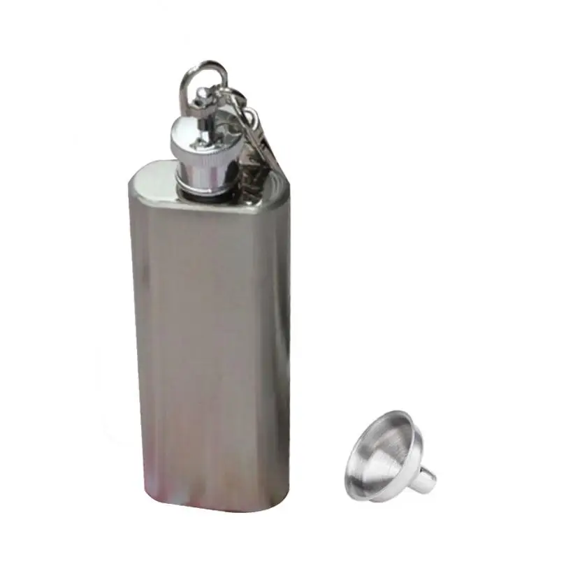 

New Qualified 2017 New 2oz Mini Stainless Steel Hip Flask Alcohol Flagon with Keychain Funnel hot Levert Dropship dig6823