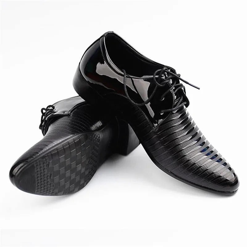 movechain New Fashion Men's Lace-Up PU Leather Dress Business Office Shoes Mens Wedding Flats Man Casual Party Driving Oxfords