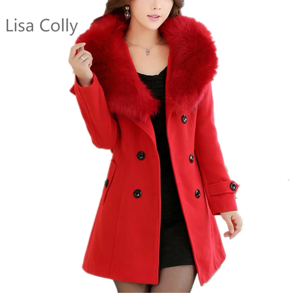 Best Lisa Colly Plus 5xl Spring Autumn Women's Fashion Fur collar double-breasted Overcoat Coats high-qu