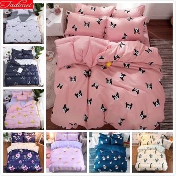 

Dog Cat Animal Pattern Duvet Cover Sheet Pillow Case 3/4 pcs Bedding Set Cotton Bed Linen Kids Comforter Quilt Single Queen Size