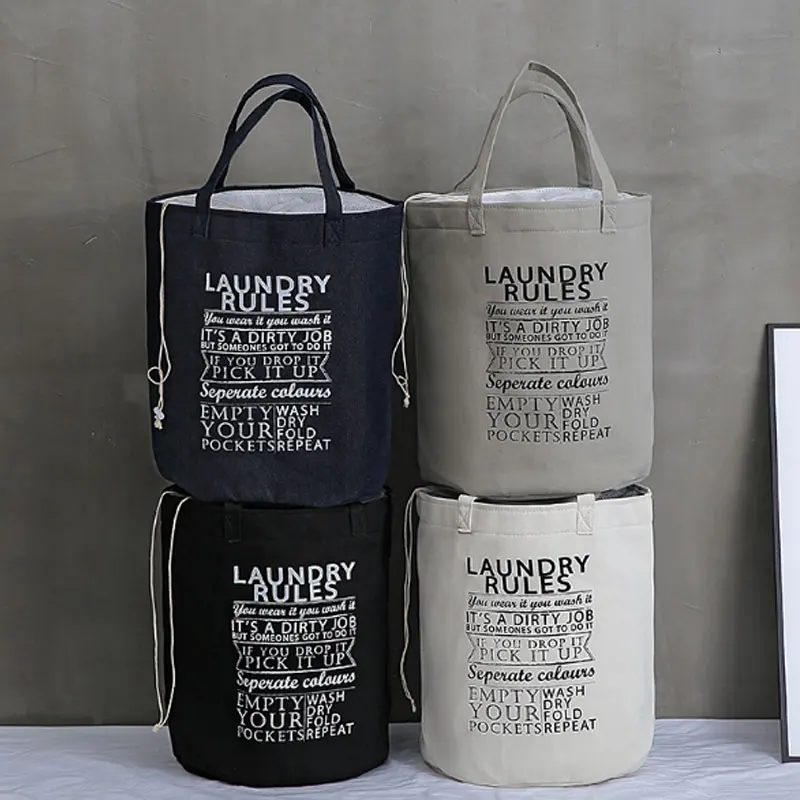

Cotton And Linen Storage Bucket With Handles Clothes Organizer Kids Toys Storages Barrel Home Washing Clothes Basket
