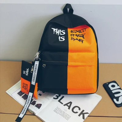 Женский рюкзак из парусины с буквенным принтом в стиле Харадзюку, школьные сумки для девочек-подростков, повседневные Рюкзаки, рюкзак для женщин, Mochila Feminina - Цвет: Оранжевый