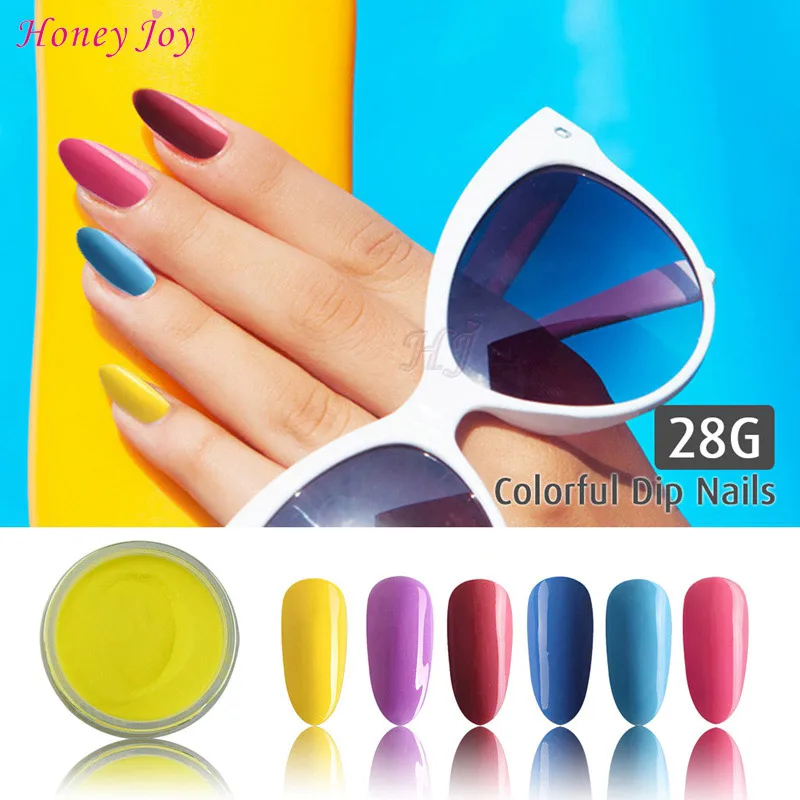 

Fine 28g/Box Summer Colorful Dip Powder Nails Dipping Nails Stronger Natural Long-lasting Nail No UV Light Cure Safe Odorless