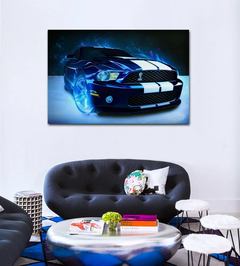 Classis Ретро американский мышцы спортивный автомобиль KC300 жизни комнатное домашнее настенное украшение, современное искусство деревянная рамка Плакат