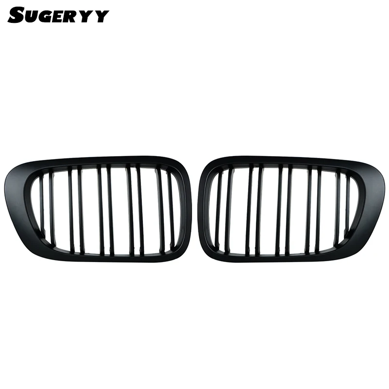 

SUGERYY 1 Pair Car Style Matte Black Center Kidney Grills Double Line Front Grilles For BMW E46 3 Series 2 Doors 2D 1999 - 2002