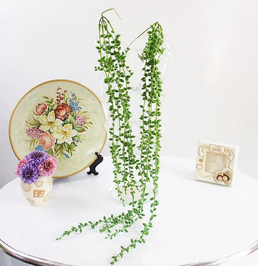 

5 шт. 5 головок, Зеленые Бусины-слезы, фрукты, плющ, гирлянда, искусственная лоза для украшения свадебной вечеринки, дома, ресторана