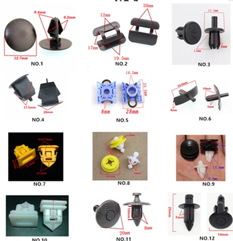 12 шт. смешанные автомобильные дверные панели бампер крыло уплотнительная полоса зажим для всех Volvo S40 S60 S80 S90 LXC9 пластиковые крепежи - Название цвета: Each Number 1PCS