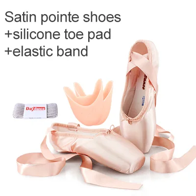 Профессиональный Балетки с острым носком для девочек Для женщин Дамы атласные балетки с лентами - Цвет: Satin