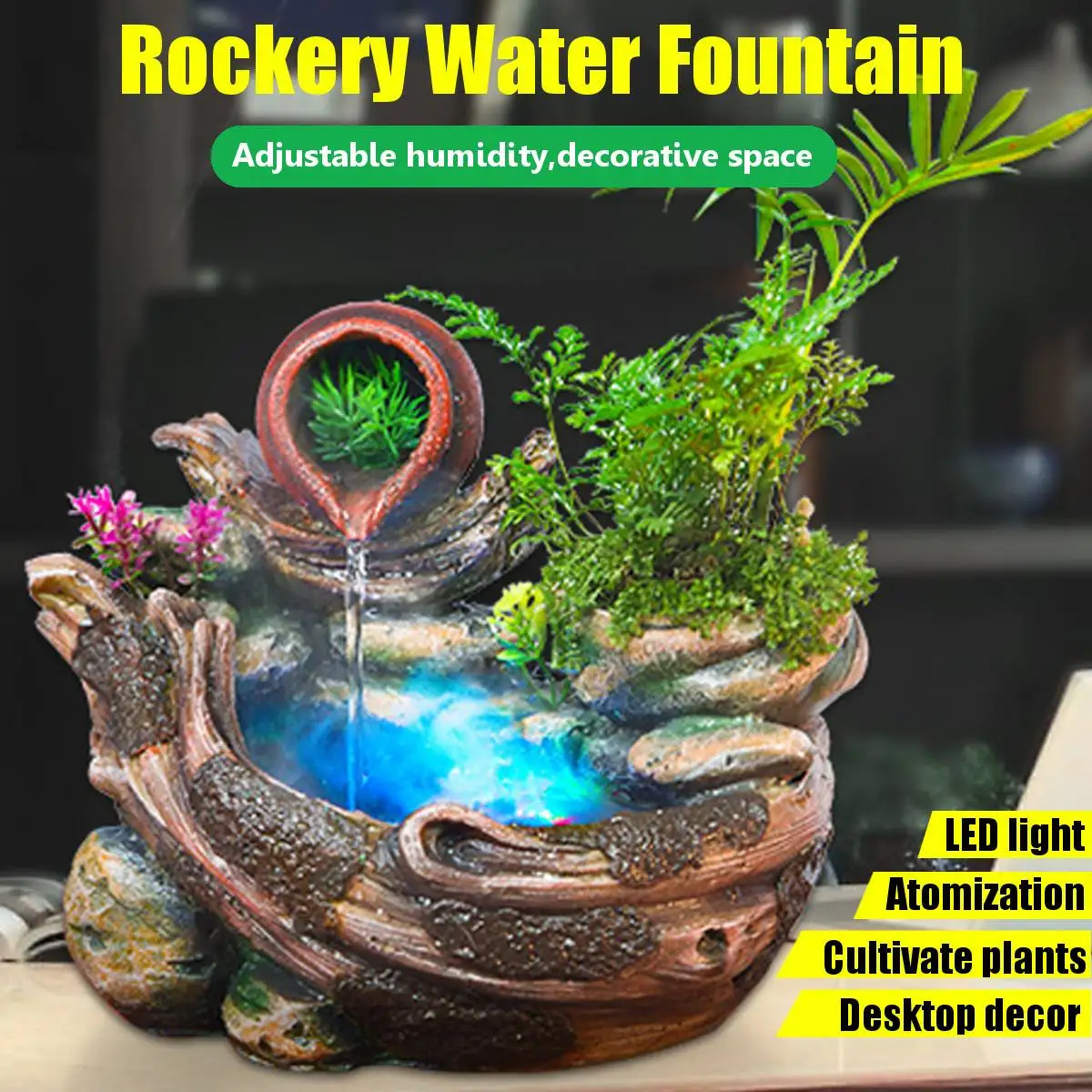 

DIY Plants Micro Landscape Indoor Potted Succulents Home Furnishing Rockery Resin Water Fountain Fengshui Office Decoration