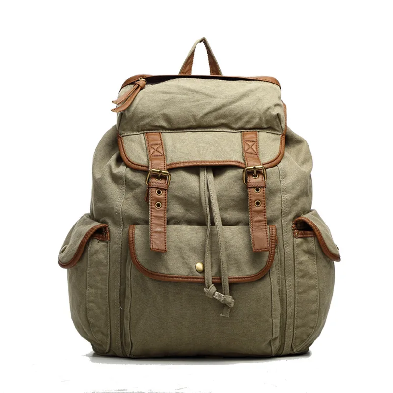 

New cotton canvas backpack neutral leisure travel multi-pocket backpack unisex