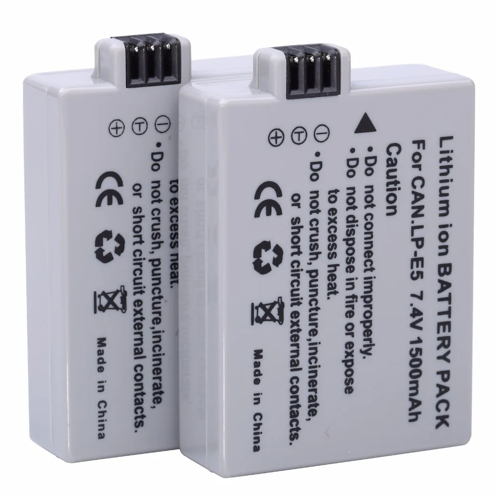 2Pcs Probty 1500mAh LP E5 LPE5 LP E5 Battery For Canon EOS Rebel XS