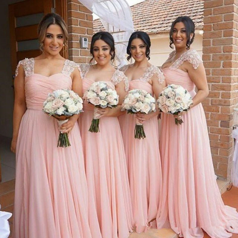 Bonjean Новый арабский Африканский шифон Розовое платье подружки невесты 2019 плюс размеры аппликации из бисера Свадебная вечеринка платье Vestido