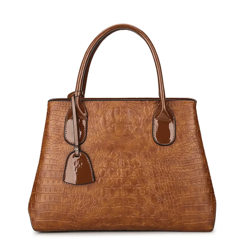 Индивидуальная крокодиловая сумка в европейском и американском стиле, новая модная повседневная сумка через плечо - Цвет: Brown