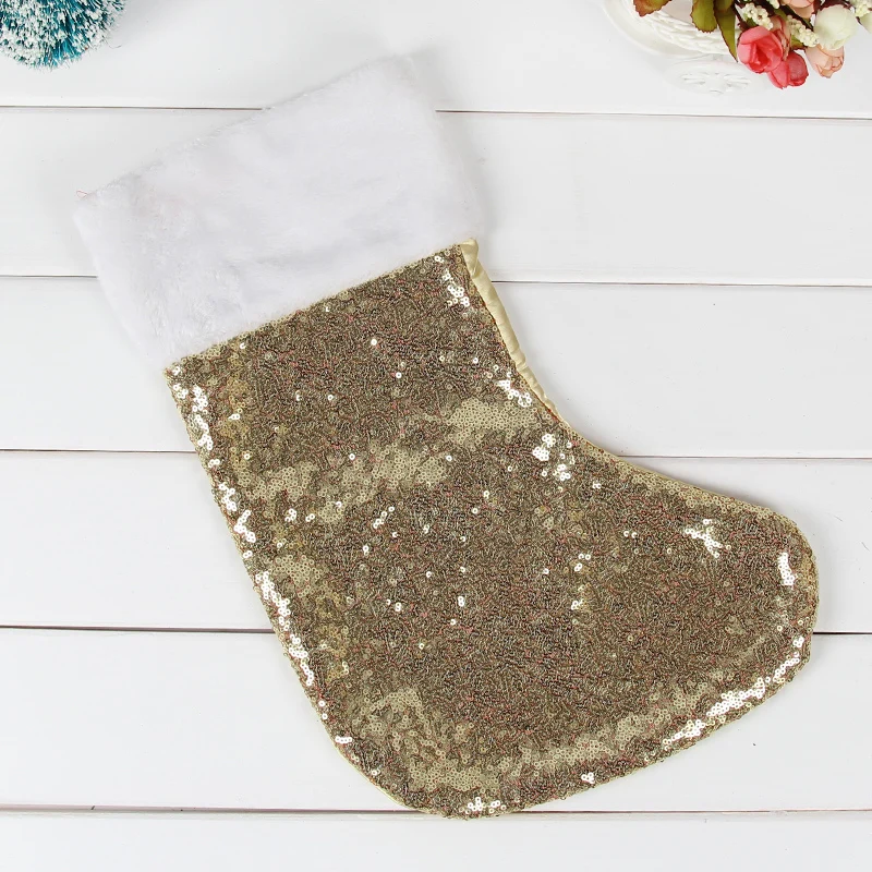

Sequin large size Christmas stockings children Christmas Tree Decoration pendant socks Santa Claus Candy Bag Christmas gift bag
