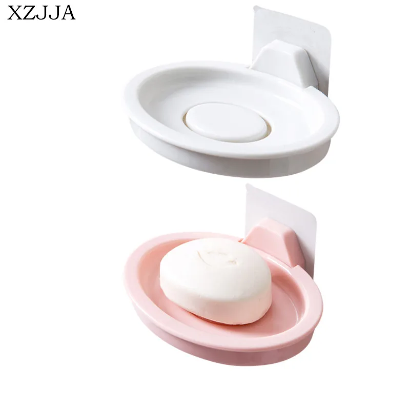 

XZJJA High Quality Wall Mounted Type Soap Holder Storage Box Strong Suction Cup Soap Dish Shower Tray Bathroom Accessories