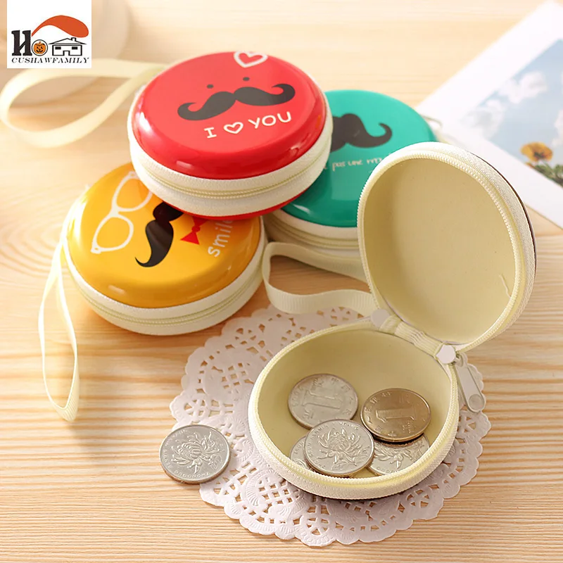 

CUSHOWWFAMILY Mr Beard scale iron round tin Storage Box for Jewelry, Small Thing Organizer Storage Boxs zero wallet/earphone box