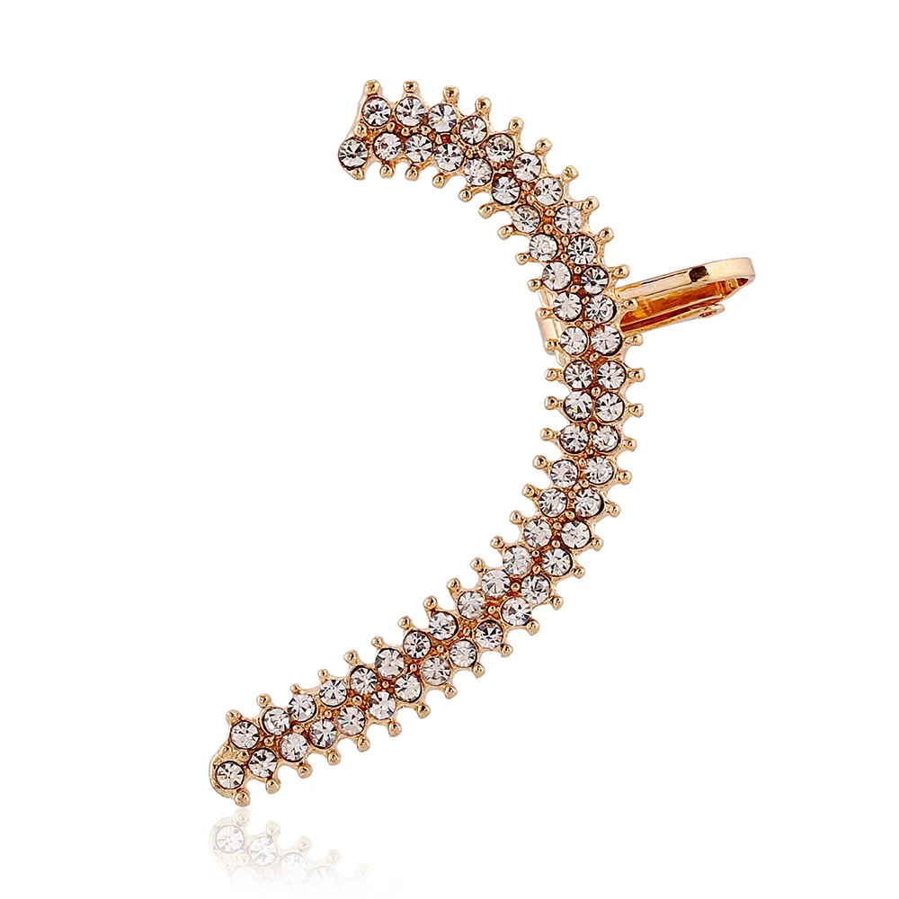 

Double row of crystal leaves shape Ear Clip Left Right Silver Gold Earring Clip Ear Cuffs Earring Jewelry FY053