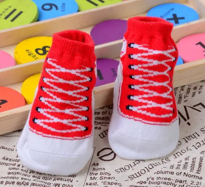 Хлопок милые для малышей, новорожденных, детей, детские носки для мальчиков, очень милые детские носки; носки Резиновая подошва Детские носки стерео - Цвет: Infant Socks Red