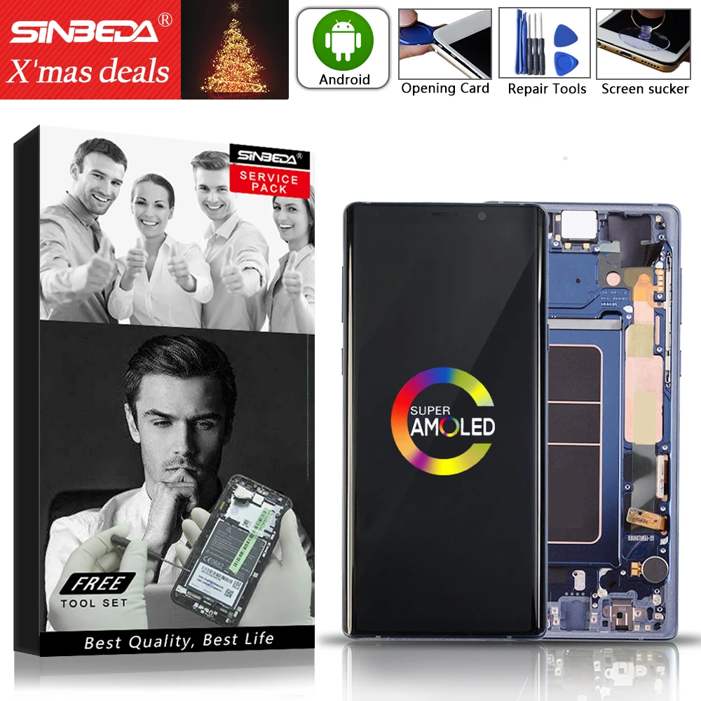 AMOLED для SAMSUNG Note 8 N950F N950FD N950U сенсорный ЖК-дисплей с рамкой Samsung 9 N960 N960F N960D ЖК-экран |