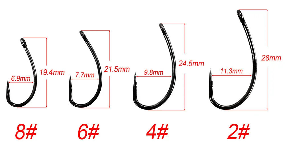 100 шт. рыболовный крючок для ловли карпа с тефлоновым покрытием, рыболовные крючки из высокоуглеродистой стали, 8004
