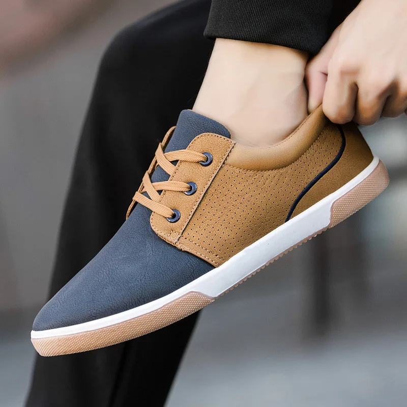 

Mingpinstyle Men'S Casual Shoe Spring Breathable Light Lace-Up Casual Leather Shoe Waterproof Rubber Shoes For Men