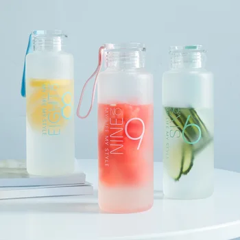 

Baispo Frosted Glass Water bottle Healthy Water Container Summer Lemon Water Bottle Drink Bottles Outdoor Picnic home