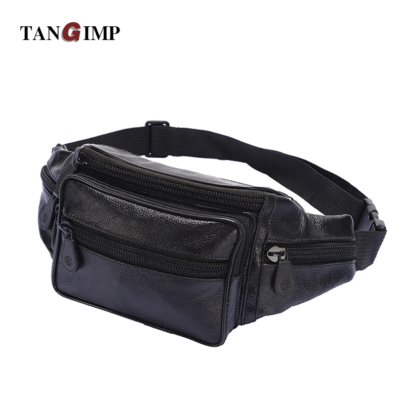 

TANGIMP Men's Waist Packs Soft Vintage Cowhide Leather Bum Belt Waist Bag Travel Waterproof PU Fanny Pack Phone Holder Sling Bag