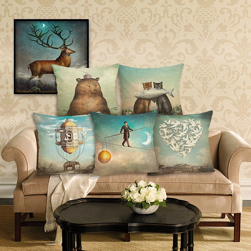 

2016 New Arrive Hot Selling Classical Printing Linen Cotton Cushion Cover Throw Pillow Sofa Pillow Cojines