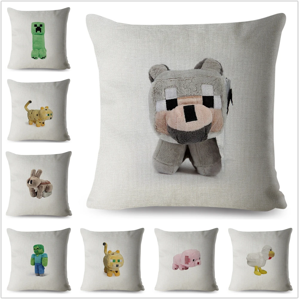 3d Minecraft のビルディングリネン枕カバー 45 45 センチ正方形クッションカバー家の装飾枕ソファリビングルーム枕ケース クッションカバー Aliexpress