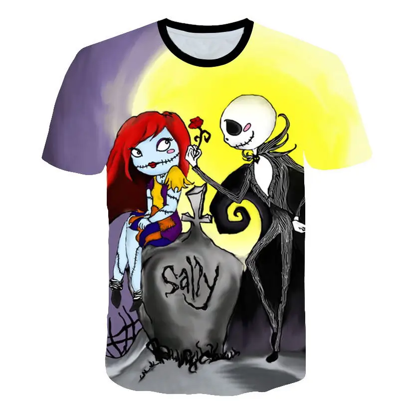 Новое поступление Мужская футболка Jack Skellington and Sally с графикой Кошмар перед