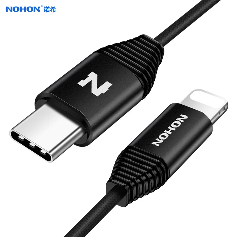 NOHON usb type C 18 Вт PD кабель для быстрой зарядки для iPhone X 8 8 Plus, нейлоновый USB-C кабель для зарядки телефона, двусторонний кабель для синхронизации данных