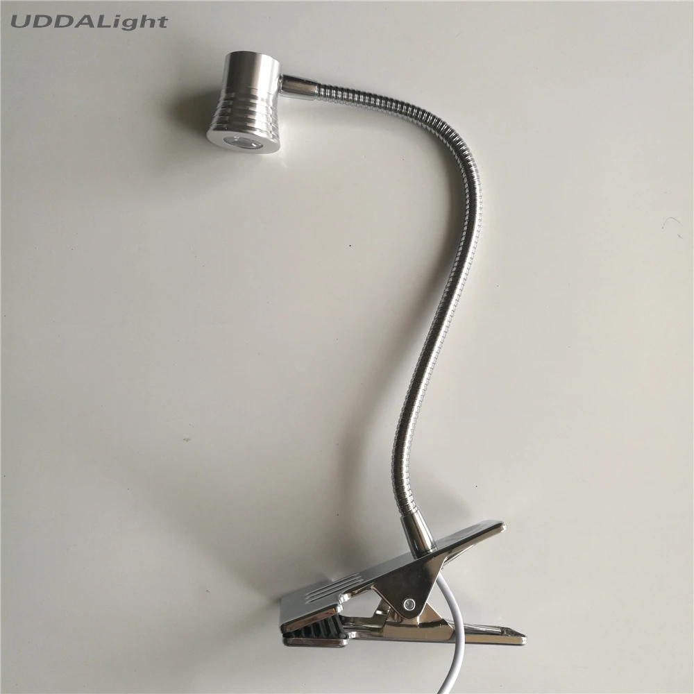 

reading light 3W adjustable wall lamp SILVER with plug and switch Clip wall reading lamp