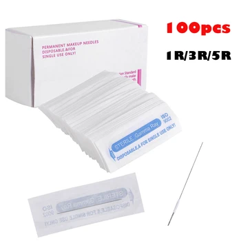 

100Pcs 1R/3R/5R Stainless Steel Disposable Sterilized Tattoo Needles for Eyebrow Tattoo Microblading Pen Machine Tattoo Supplies