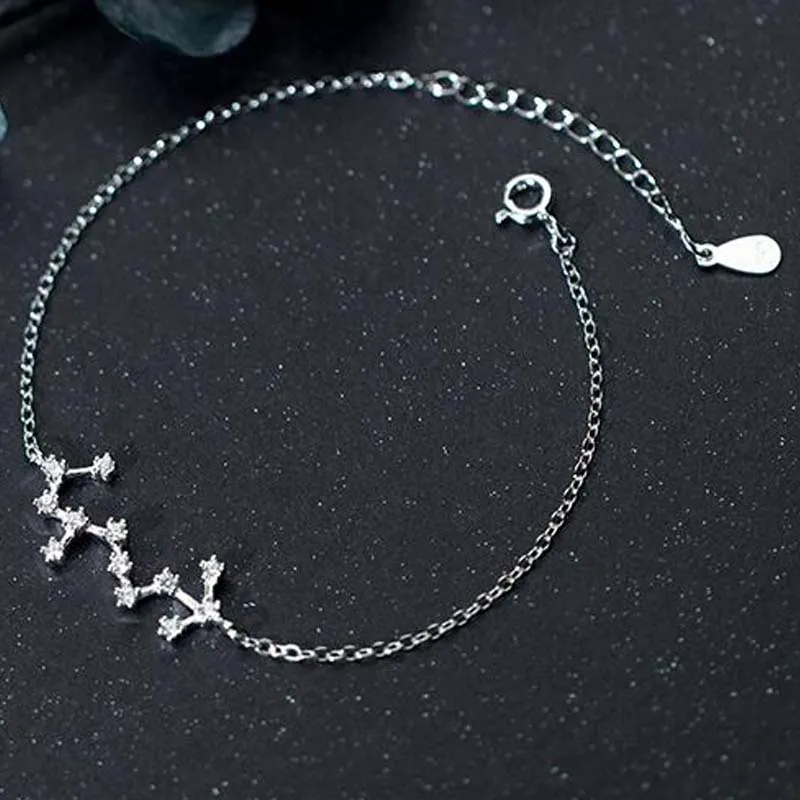 12 зодиакальное Созвездие очаровательные браслеты для женщин CZ Кристалл 925 пробы серебряный браслет модные ювелирные изделия подарок на день рождения