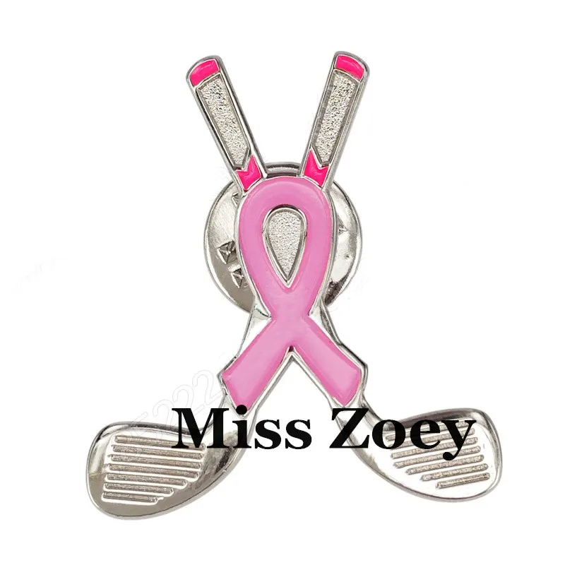 PBR091(1), Promotional Gift Golf Club Breast Cancer Awareness Pink Ribbon Enamel Brooch Pin Badge