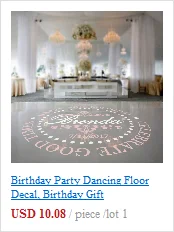 День рождения танцы пол наклейка, подарок на день рождения Декор, свадебные виниловые наклейки персонализированные имя и Дата фрески WD19