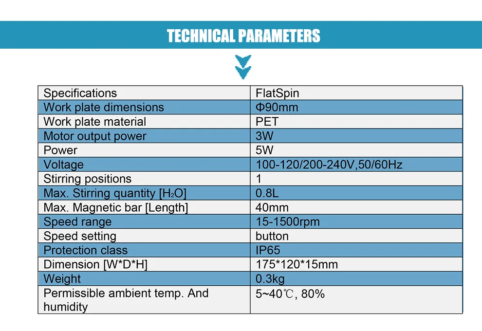 technical parameter of magnetic stirrer