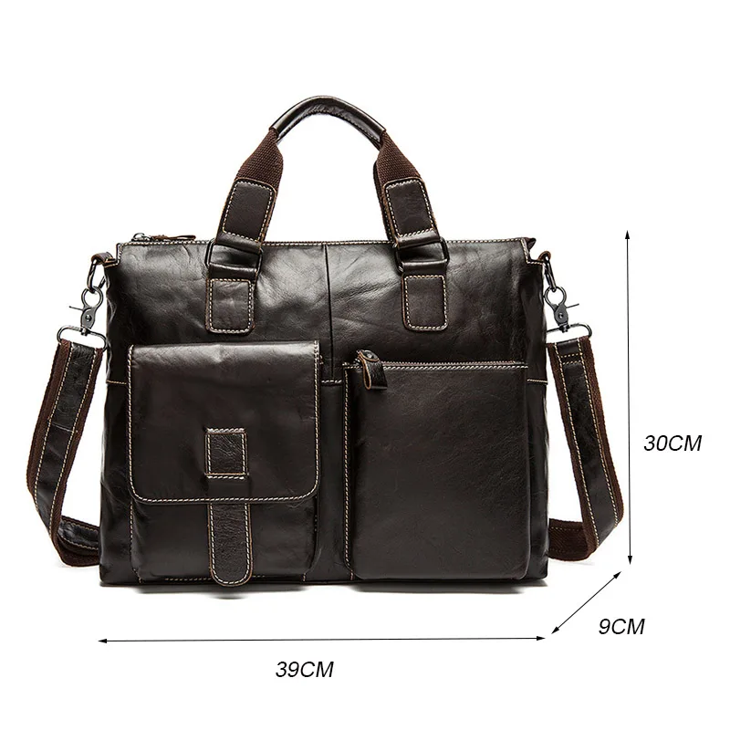 الرجال حقائب جلد أصلي للرجال حقائب جلدية Crossbody حقيبة كمبيوتر محمول تجارية (سابقا) حقائب حقائب كتف سعة كبيرة