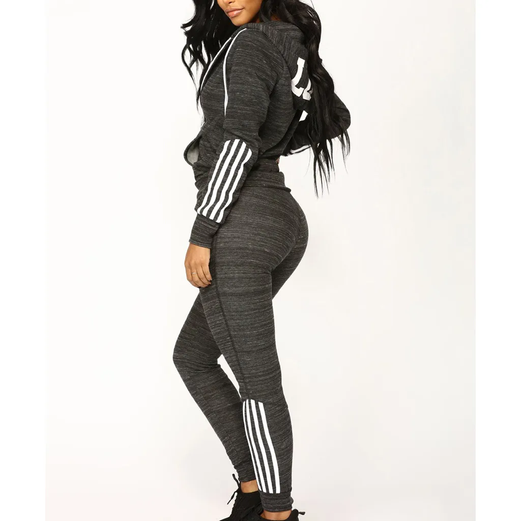 

Patchwork Zipper Drawstring 2 Two Piece Set Top And Pants Elastic Tracksuit Women Hoodies 2019 Sportswear Sweat Suit Dec27