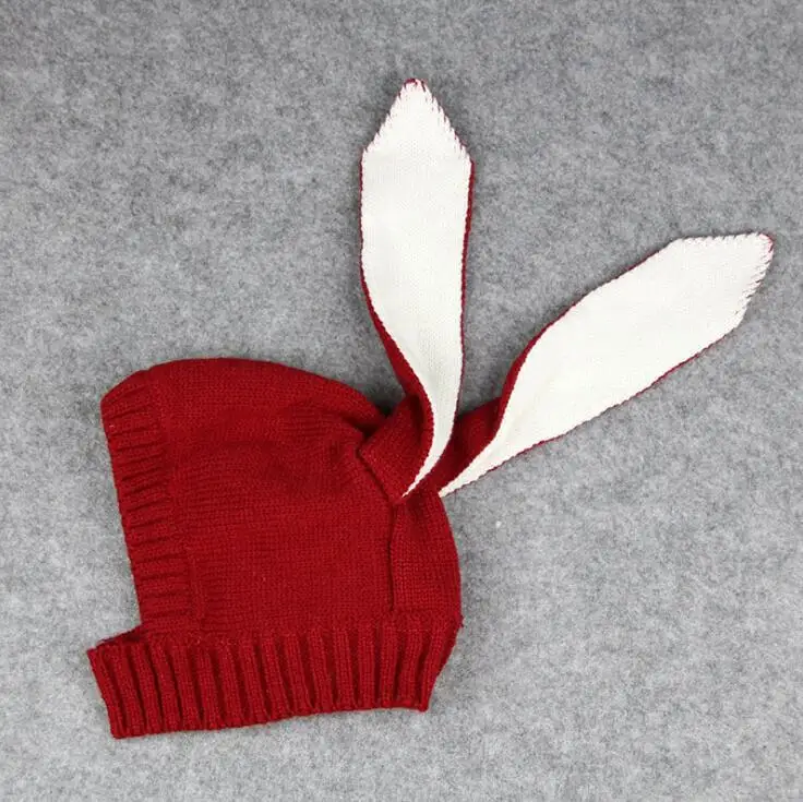 Зимняя От 2 до 8 лет, детская шапка в форме кролика, бархатные толстые детские шапки, детские шапки для маленьких мальчиков и девочек, Шапки для малышей, шапочки для малышей, реквизит для фотосессии - Цвет: Красный