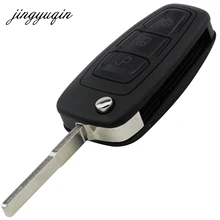 Jingyuqin 3 Пуговицы флип складной дистанционную Оболочки для Ford Focus Fiesta 2013 FOB чехол с HU101 лезвие