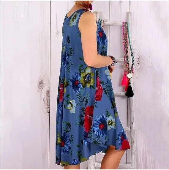 Повседневный винтажный сарафан женское летнее платье 2019 Boho свободное миди без
