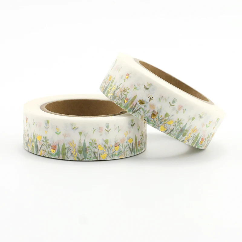 

1PCS colorful foil plants & floral washi tape DIY Decoration Scrapbooking Planner Masking Tape Kawaii Stationery Adhesive Tape