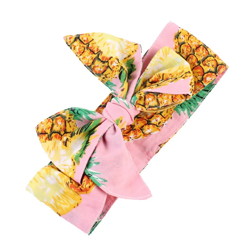 Самодельные повязки на голову для маленьких девочек с цветочным принтом и фруктами; головной убор для младенцев; аксессуары для волос - Цвет: 2