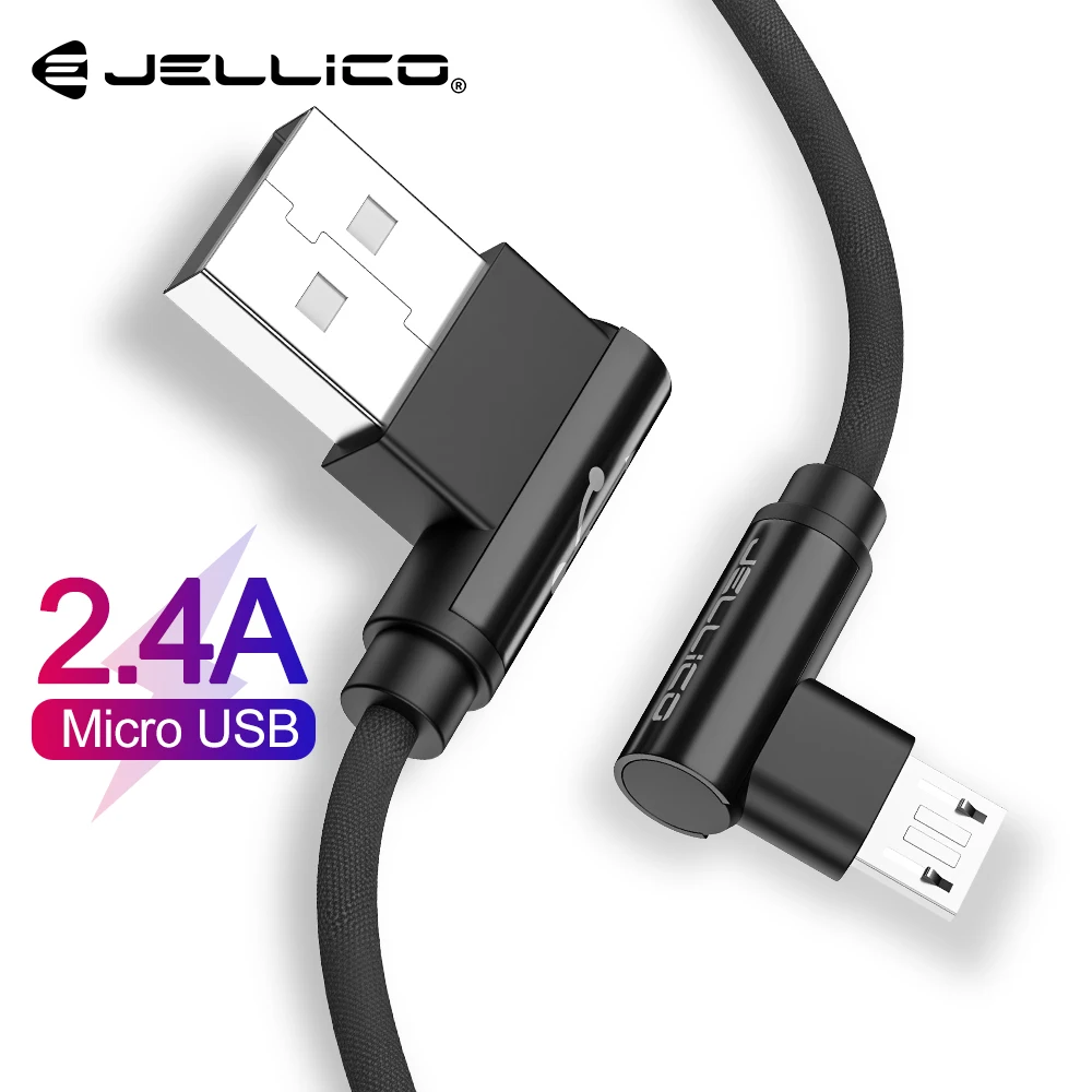 

Jellico Fast Charging Micro USB Cable Angle 90 Degree L Shape Nylon Braided Charger Cable for For Xiaomi Huawei Micro USB Port
